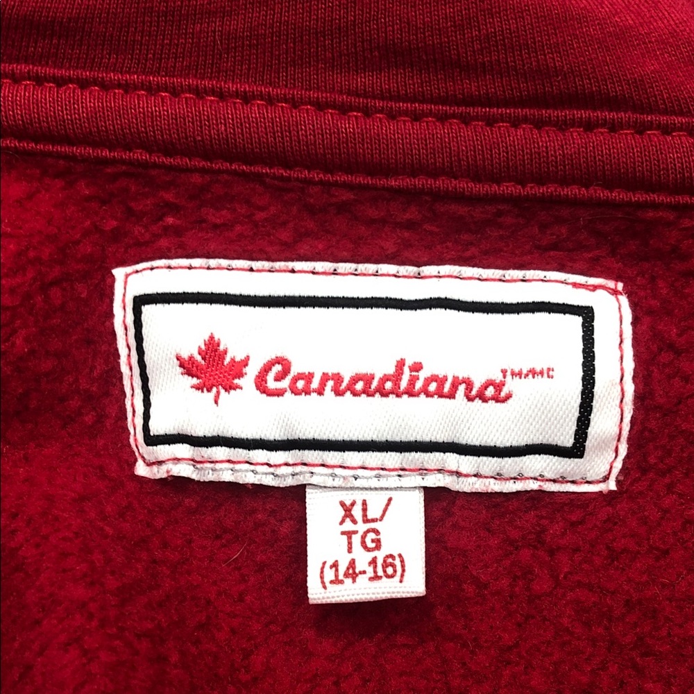 🍁Red Canadiana Full Zip Hoodie – Size XL (14-16) - Picture 2 of 10